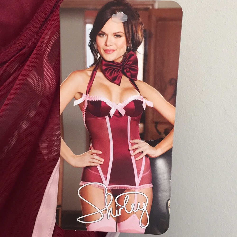 NWT - Maroon and pink chemise with bow around neck